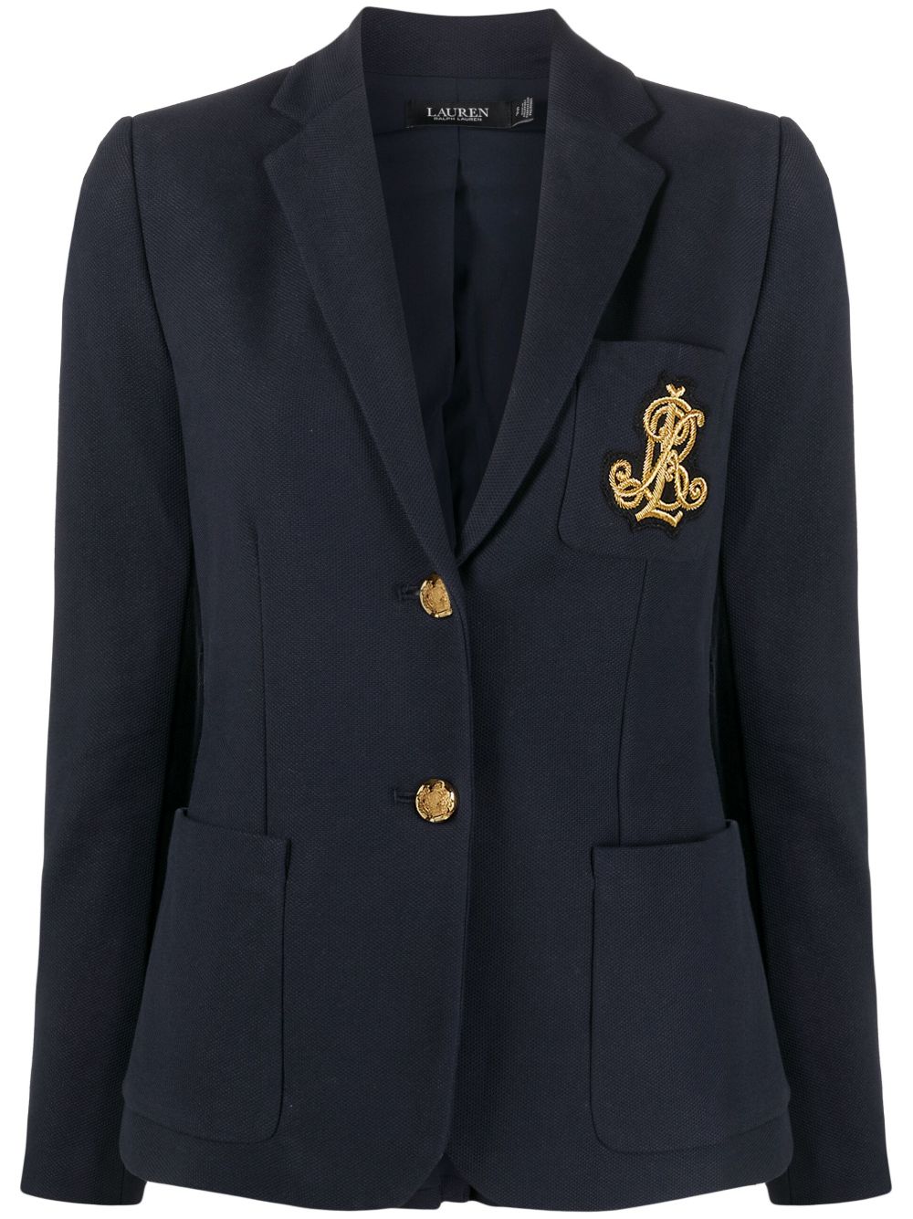 Lauren Ralph Lauren embroidered-logo single-breasted blazer - Blue von Lauren Ralph Lauren