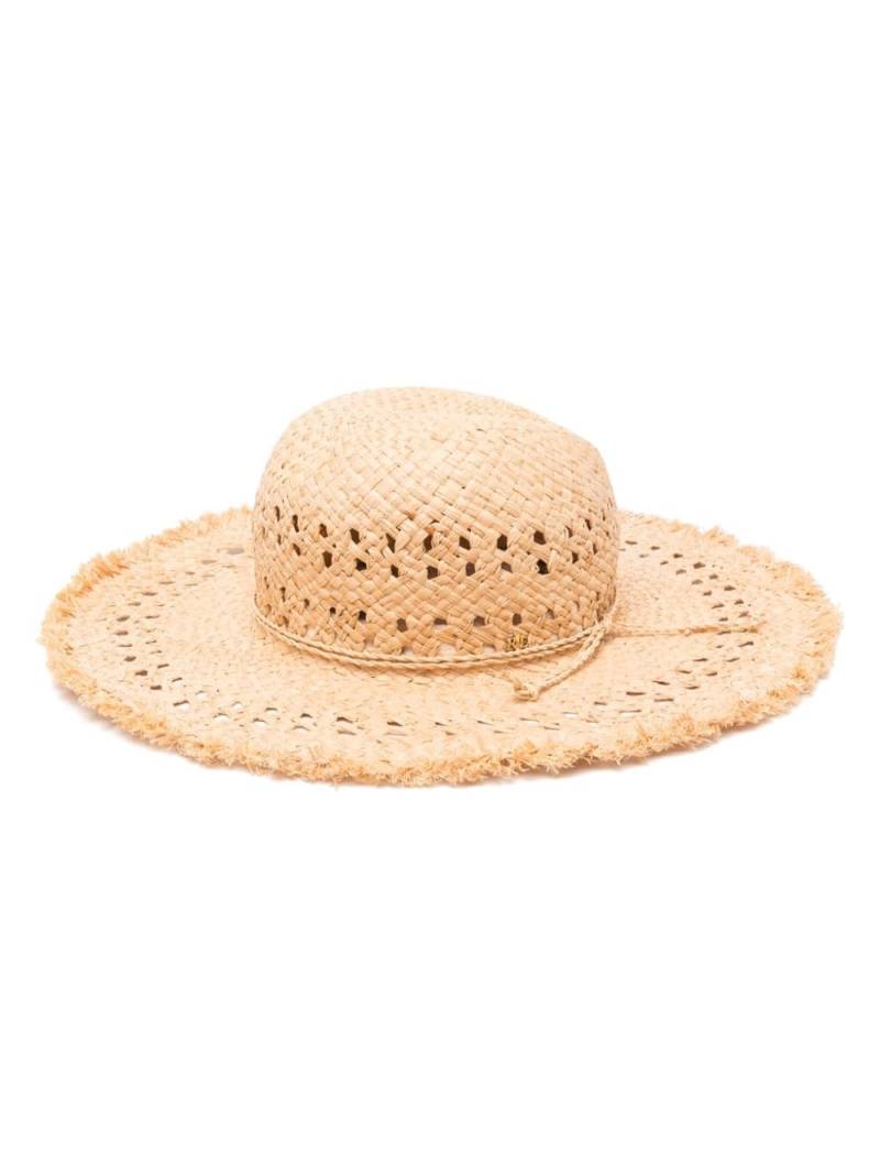 Lauren Ralph Lauren frayed-edge raffia hat - Neutrals von Lauren Ralph Lauren