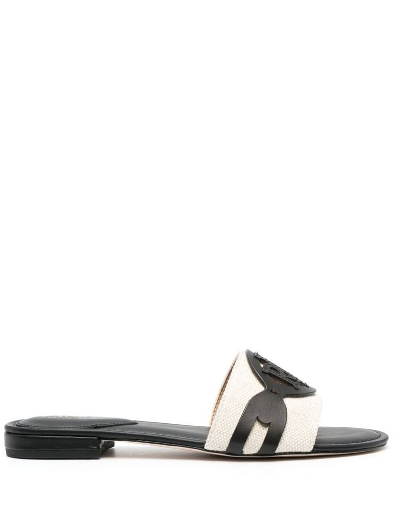 Lauren Ralph Lauren logo-appliqué flat slides - Neutrals von Lauren Ralph Lauren