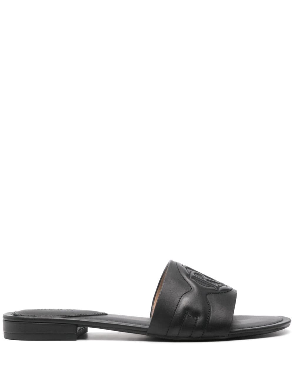 Lauren Ralph Lauren logo-embossed leather slides - Black von Lauren Ralph Lauren