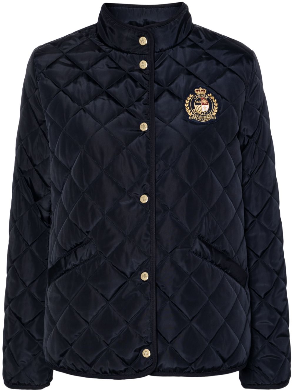 Lauren Ralph Lauren logo-patch quilted jacket - Blue von Lauren Ralph Lauren