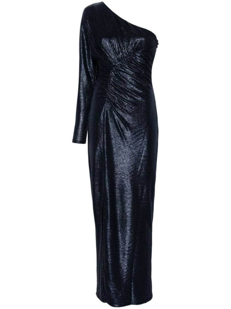 Lauren Ralph Lauren metallic one-shoulder gown - Blue von Lauren Ralph Lauren