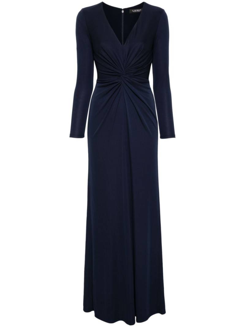 Lauren Ralph Lauren twisted V-neck gown - Blue von Lauren Ralph Lauren