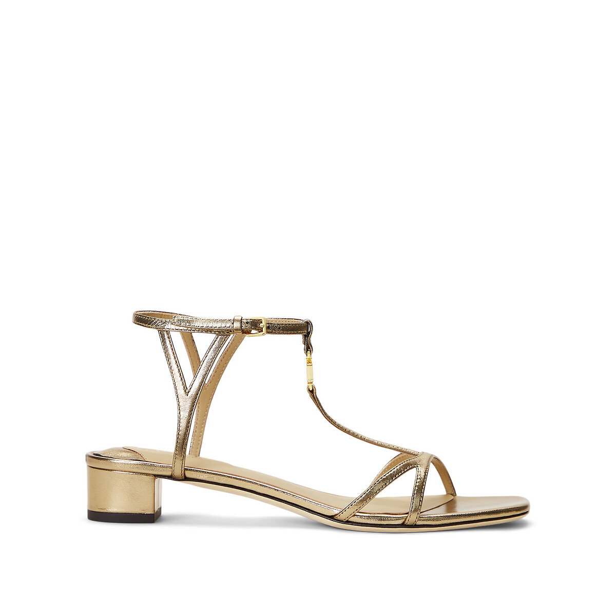 Leder-Sandaletten in Metallic-Optik FALLON, mittlerer Absatz von Lauren Ralph Lauren