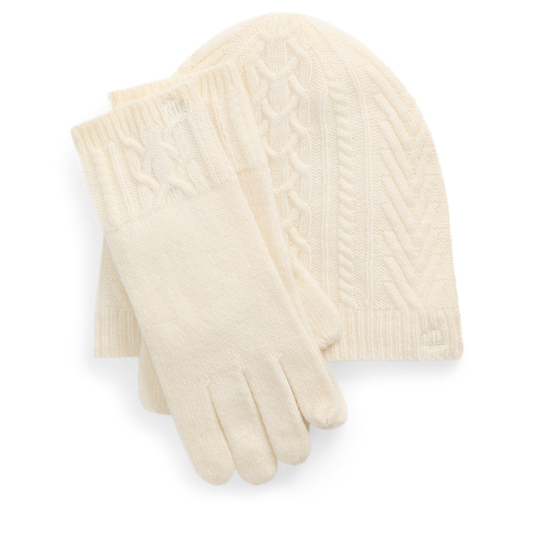 Set Mütze, Schal und Handschuhe LAUREN RALPH LAUREN 454960056001 Écru von Lauren Ralph Lauren