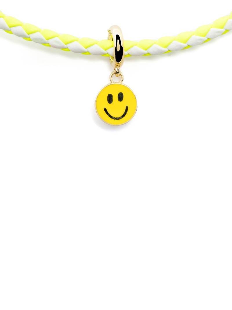 Lauren Rubinski 14kt yellow gold smiley face cord necklace - White von Lauren Rubinski