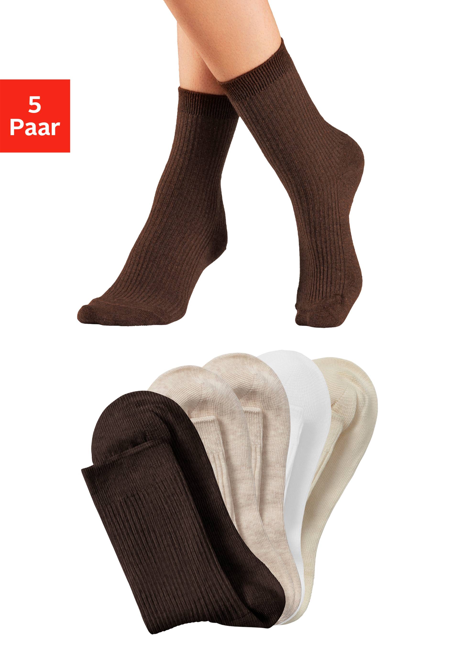 Lavana Basicsocken, (Packung, 5 Paar), mit feiner Rippe von Lavana