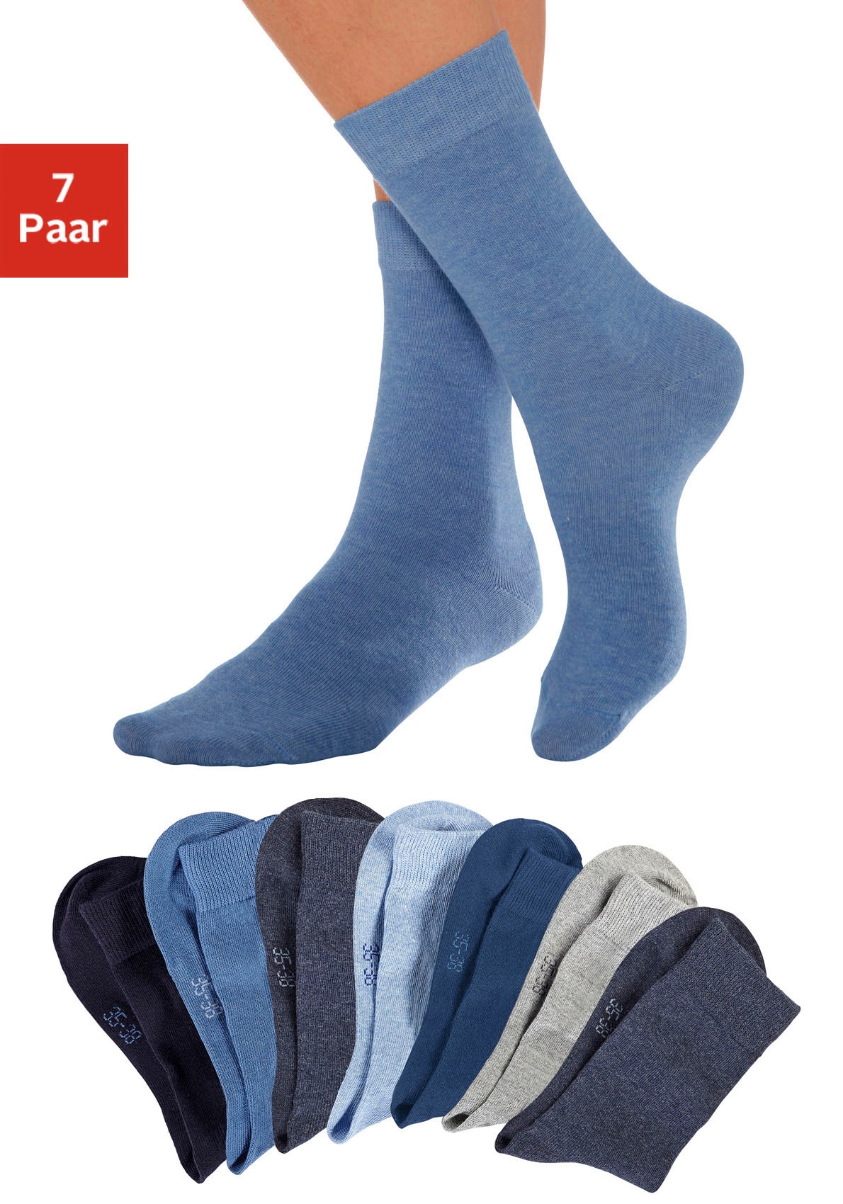 Lavana Basicsocken, (Packung, 7 Paar), mit druckfreiem Bündchen von Lavana