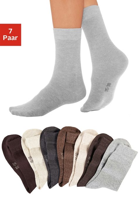 Lavana Basicsocken, (Packung, 7 Paar), mit druckfreiem Bündchen von Lavana