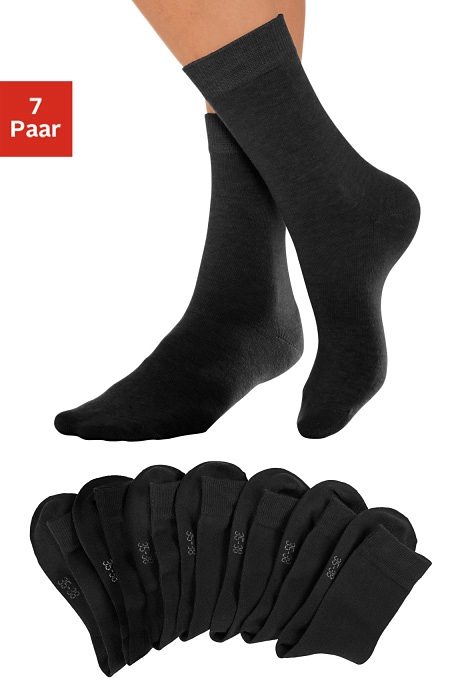 Lavana Basicsocken, (Packung, 7 Paar), mit druckfreiem Bündchen von Lavana