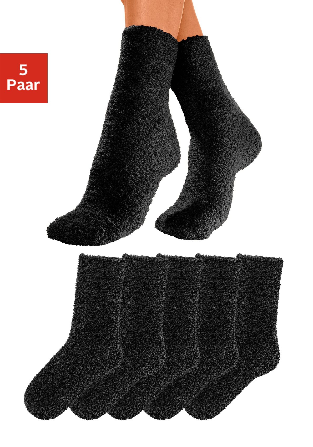 Lavana Kuschelsocken, (Packung, 5 Paar), ideal als Hausschuhersatz von Lavana