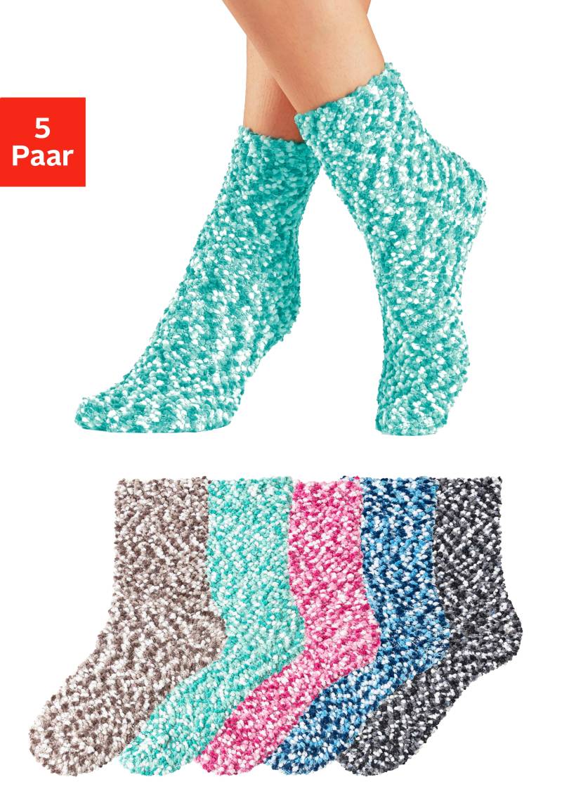 Lavana Kuschelsocken, (Packung, 5 Paar), Multifarbe Bettsocken mit weichem Noppengarn von Lavana