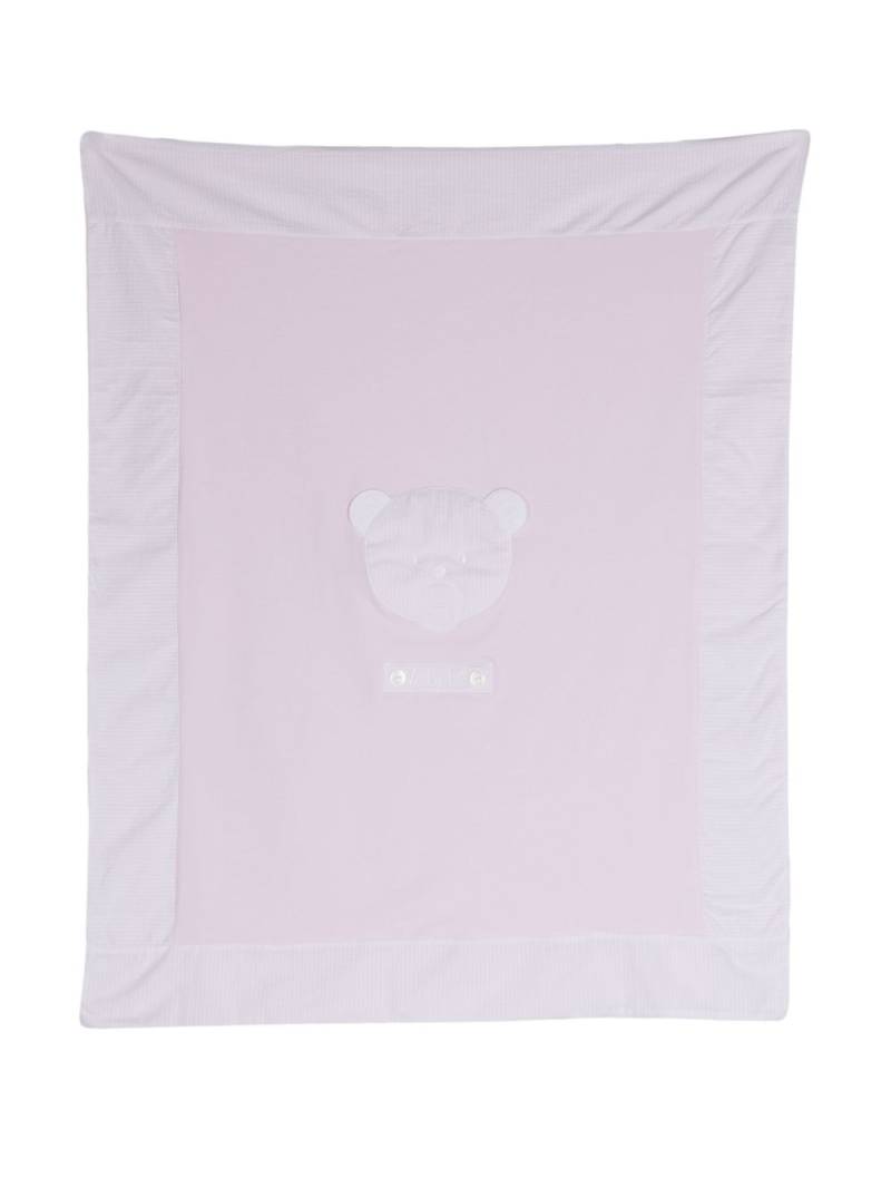 Le Bebé Enfant Teddy Bear-appliqué cotton blanket - Pink von Le Bebé Enfant