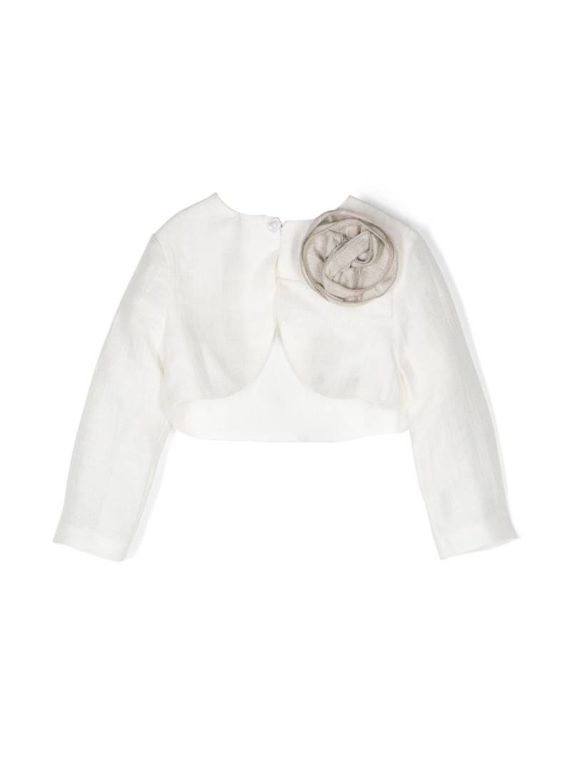 Le Bebé Enfant floral-appliqué cropped jacket - White von Le Bebé Enfant