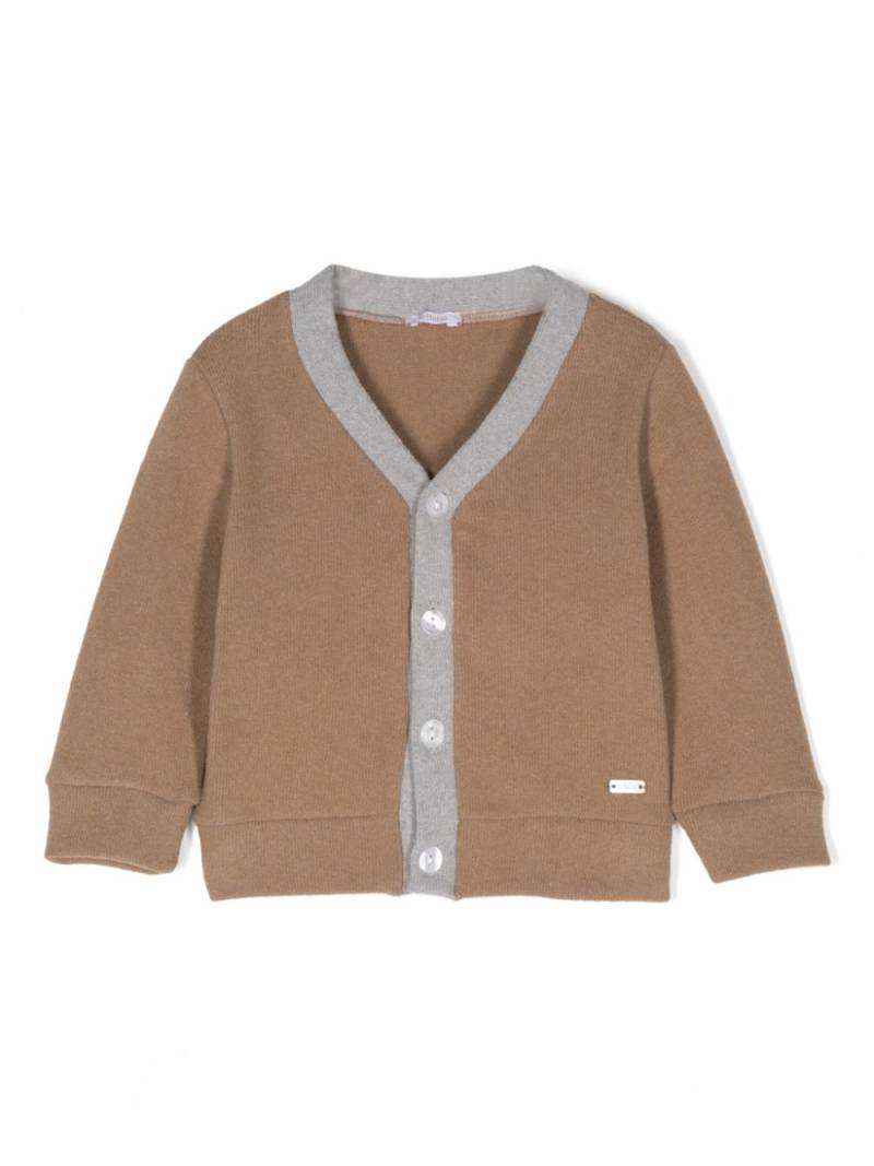 Le Bebé Enfant logo-plaque cardigan - Neutrals von Le Bebé Enfant