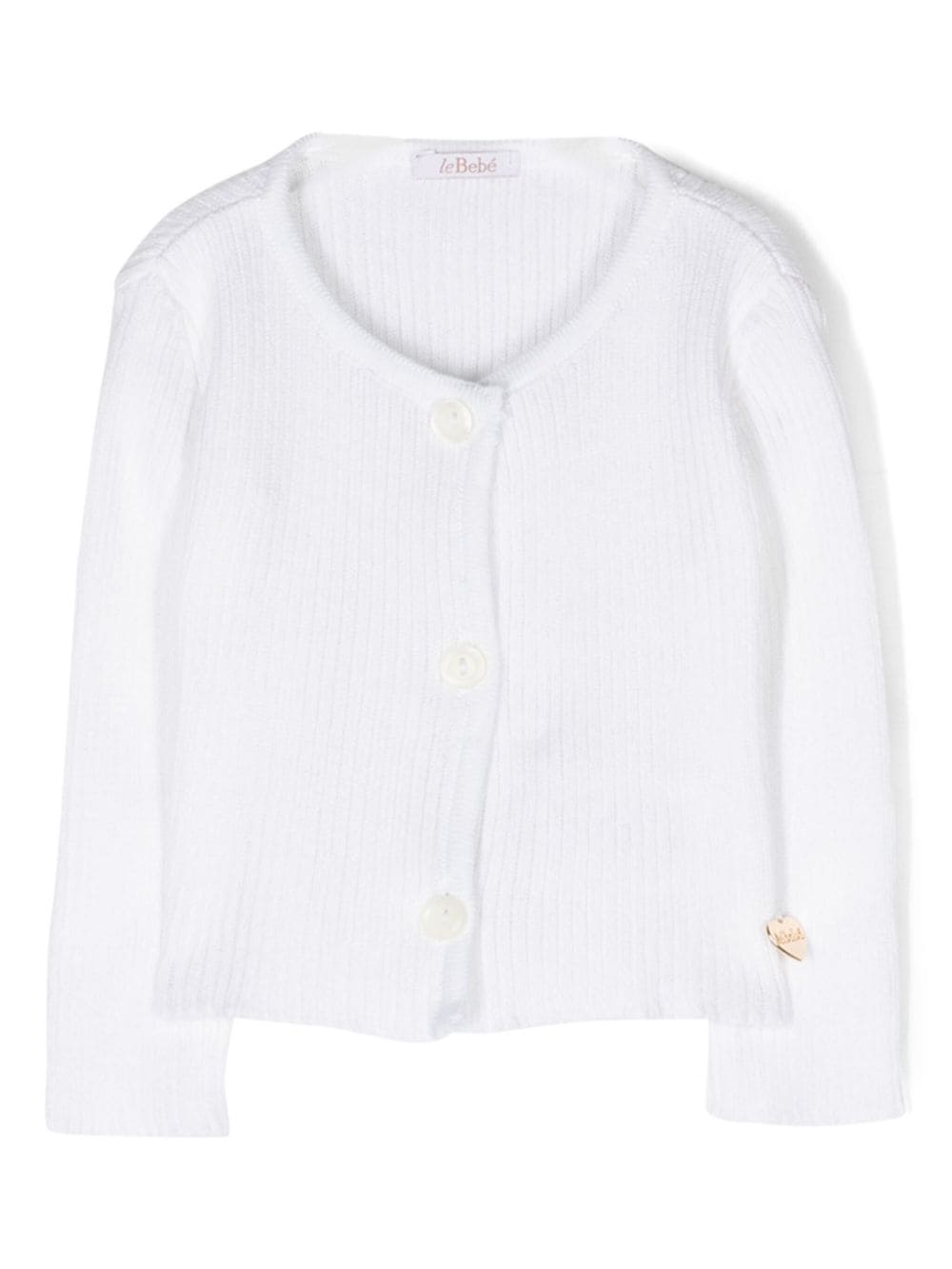 Le Bebé Enfant logo-plaque ribbed-knit cardigan - White von Le Bebé Enfant