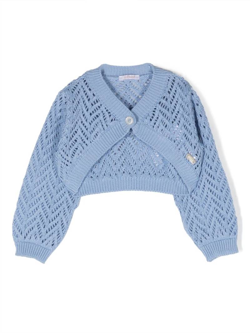 Le Bebé Enfant perforated tricot knit cardigan - Blue von Le Bebé Enfant