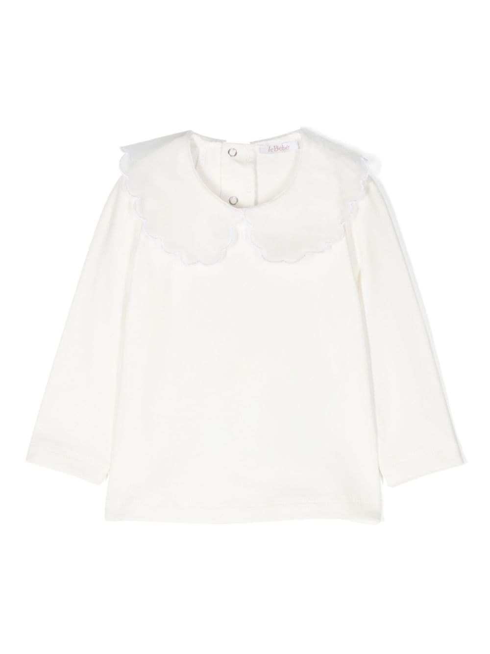 Le Bebé Enfant scallop-collar long-sleeve sweatshirt - Neutrals von Le Bebé Enfant