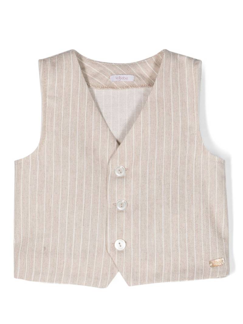 Le Bebé Enfant striped single-breasted waistcoat - Neutrals von Le Bebé Enfant