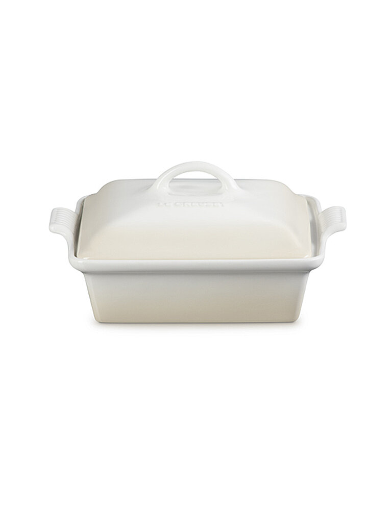 LE CREUSET Auflaufform 23cm Tradition mit Deckel aus Steinzeug quadratisch Meringue creme von Le Creuset