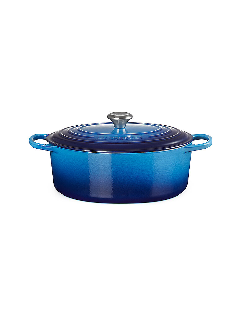 LE CREUSET Gusseisen-Bräter mit Deckel Oval 31cm 6,3l SIGNATURE Azure blau von Le Creuset