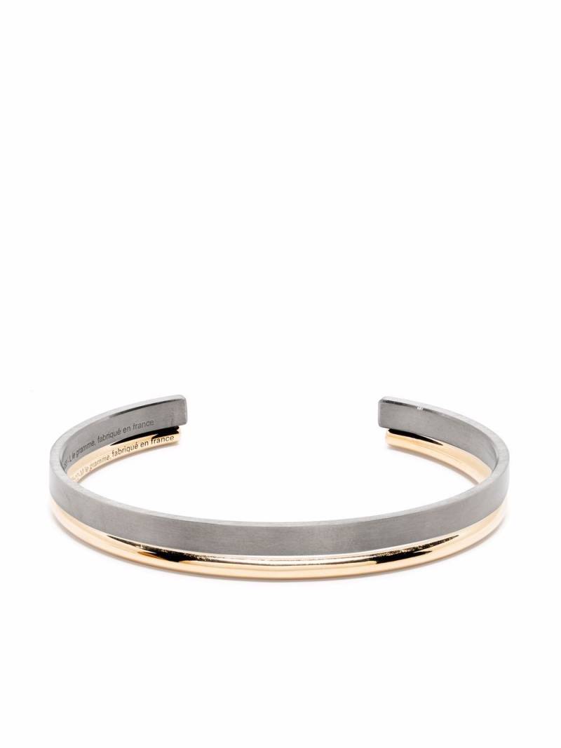 Le Gramme 18kt polished yellow gold and blackened sterling silver Ribbon cuff set von Le Gramme