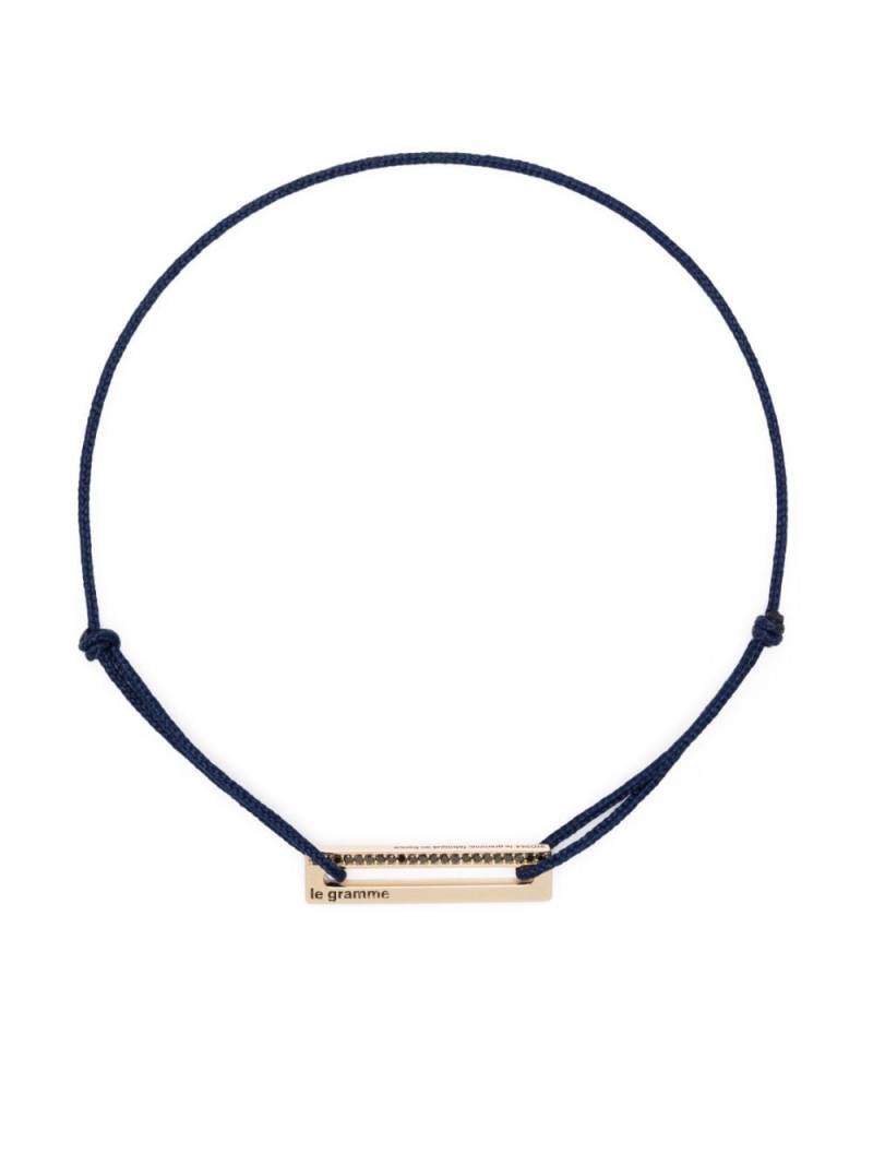 Le Gramme 18kt yellow gold 2,5g black diamond cord bracelet - Blue von Le Gramme