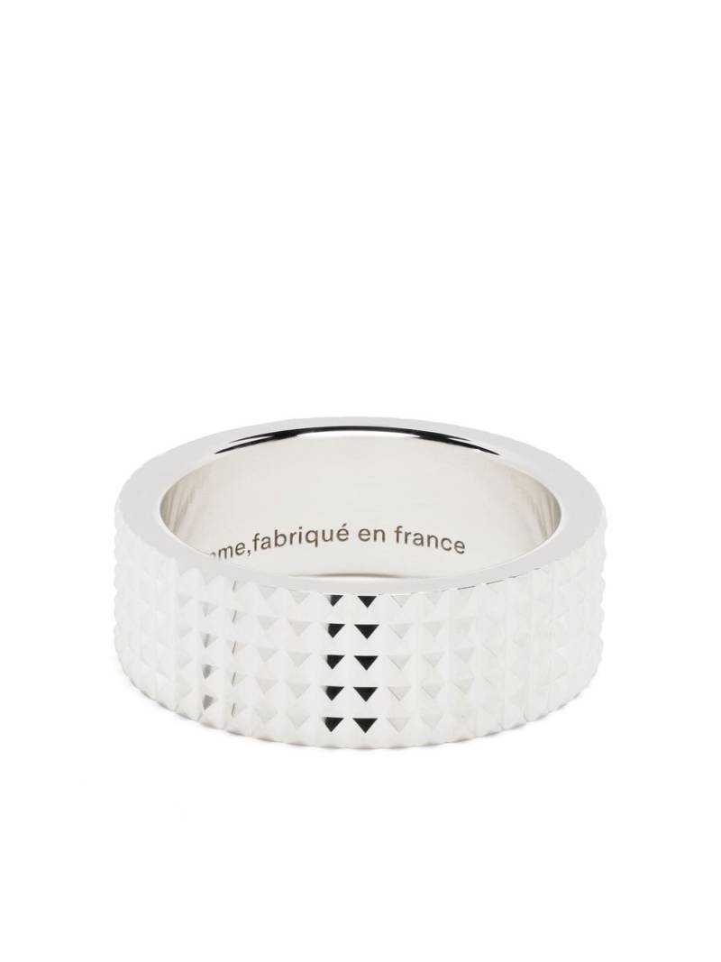 Le Gramme guilloché pyramid ribbon ring - Silver von Le Gramme