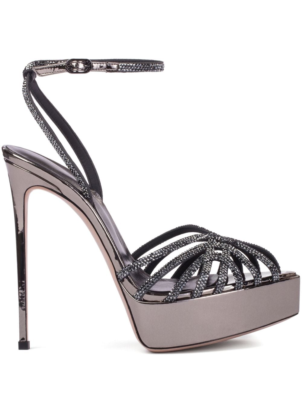 Le Silla 14mm Divina crystal-embellished strappy sandals - Grey von Le Silla