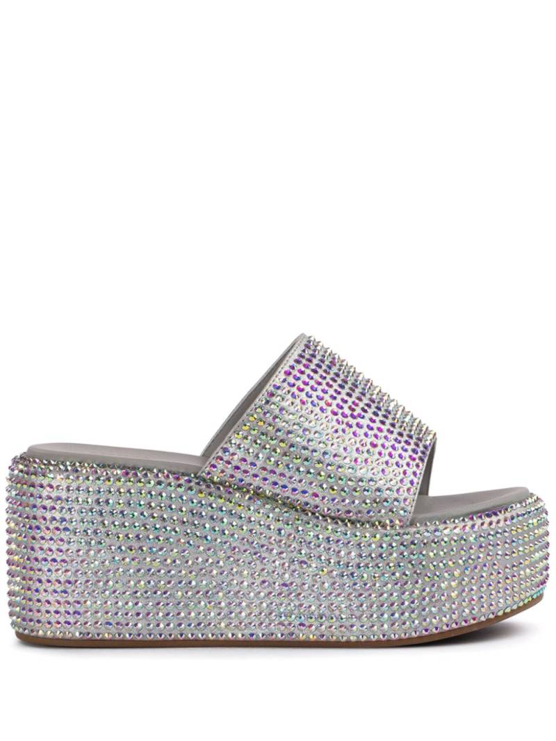 Le Silla Aiko 80mm crystal mules - Silver von Le Silla