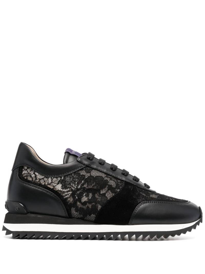 Le Silla Claire lace-embellished leather sneakers - Black von Le Silla