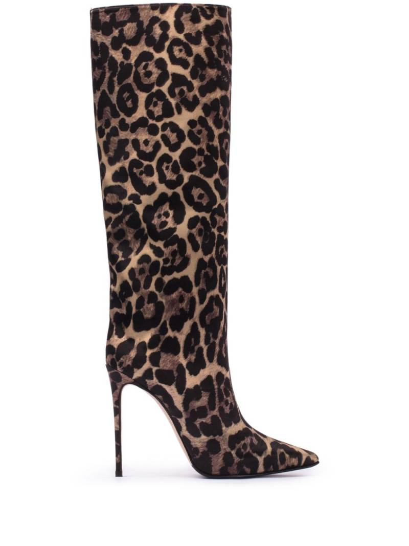 Le Silla Eva 120mm leopard-print satin boots - Brown von Le Silla