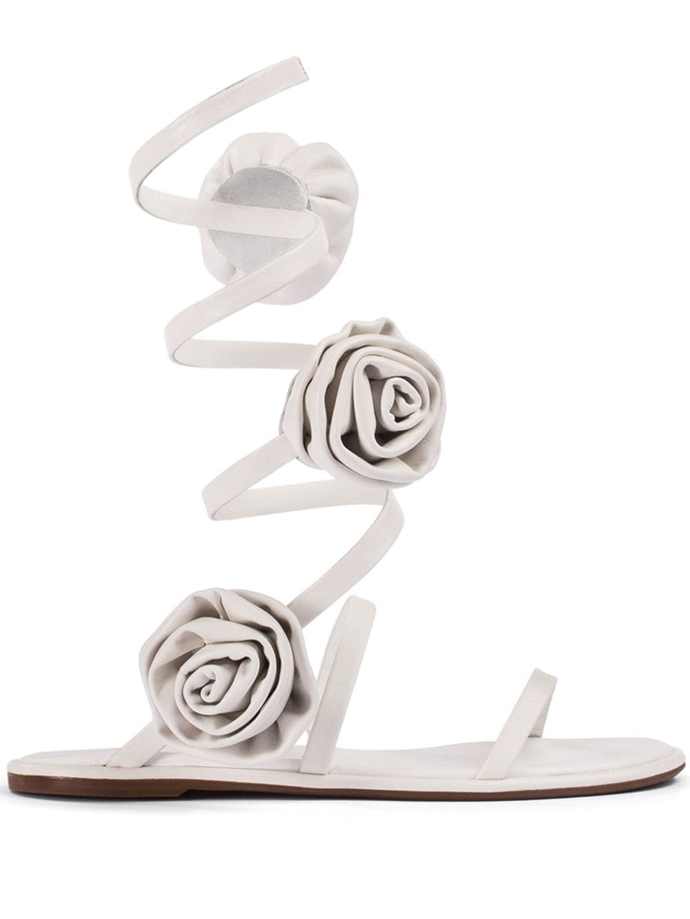 Le Silla Goddess floral-appliqué leather sandals - Neutrals von Le Silla