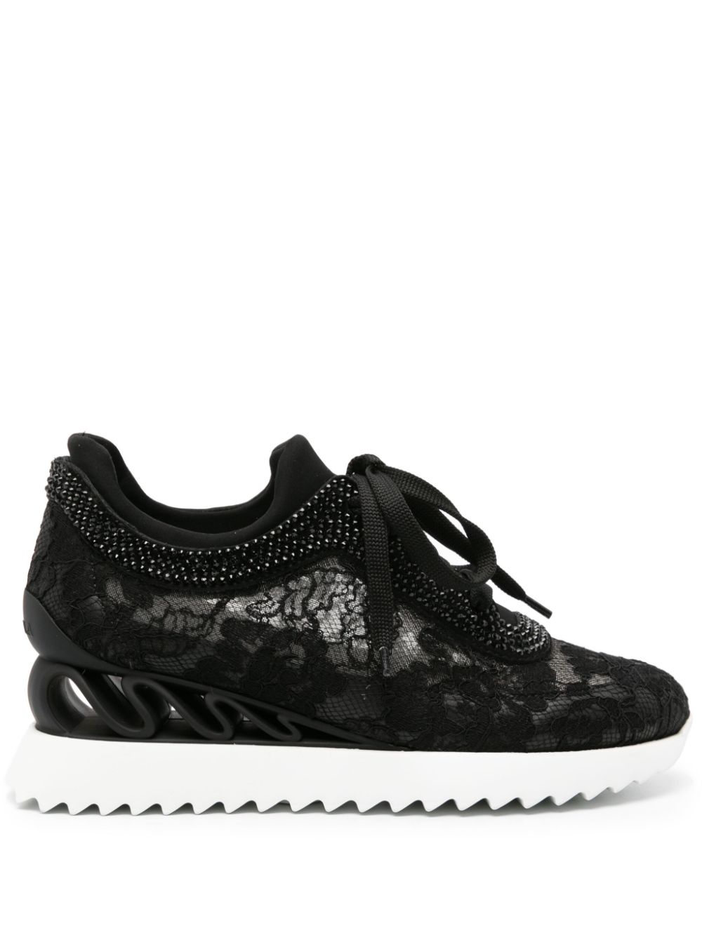 Le Silla Reiko Wave floral-lace sneakers - Black von Le Silla