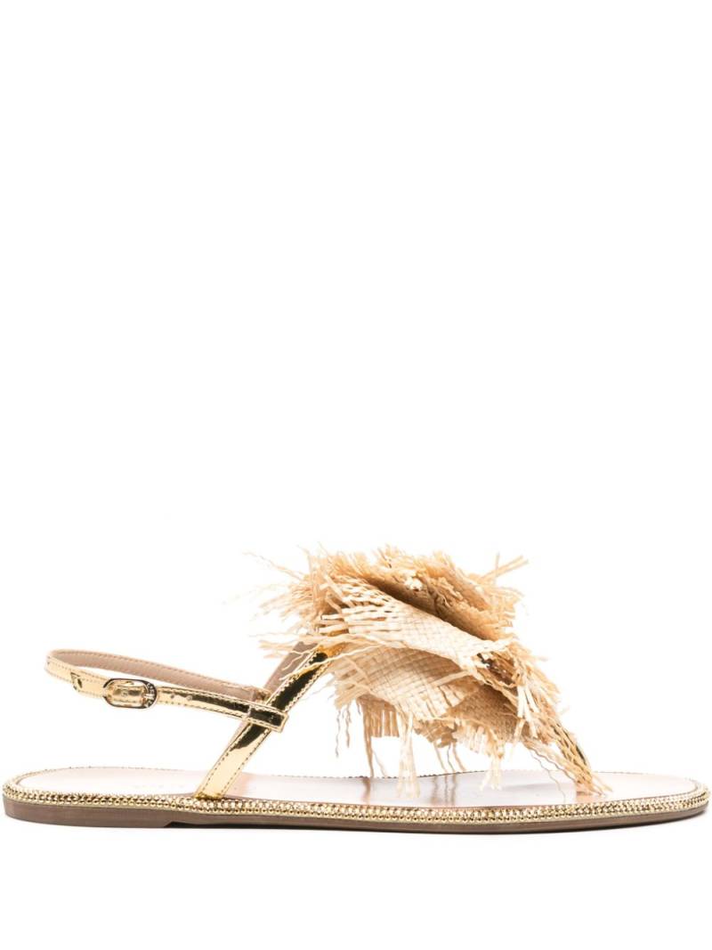 Le Silla Rose raffia-weave flat sandals - Neutrals von Le Silla