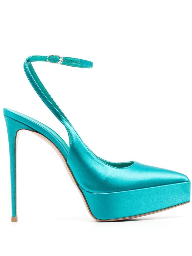 Le Silla Uma 130mm satin-trim platform pumps - Blue von Le Silla