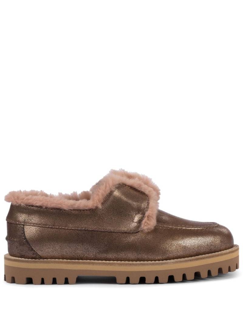 Le Silla Yacht shearling-trim leather loafers - Brown von Le Silla