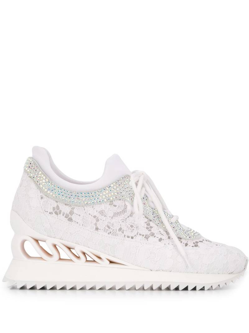 Le Silla embellished lace detail sneakers - White von Le Silla