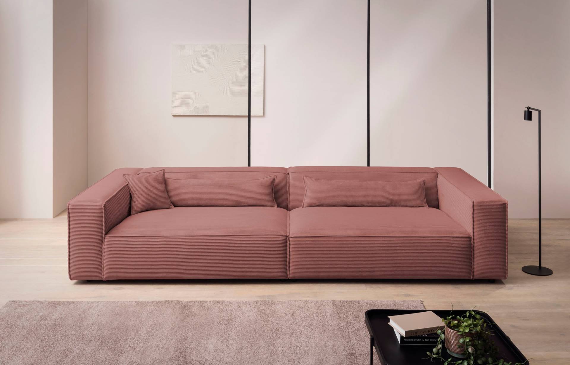 LeGer Home by Lena Gercke 3-Sitzer »PIARA, XXL Sofa mit Kedernaht, Big-Sofa in Cord oder Leinenoptik«, schwarze Füsse, bequemer Sitzkomfort, extra tiefe Sitzfläche von LeGer Home by Lena Gercke