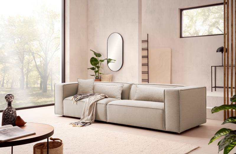 LeGer Home by Lena Gercke 3-Sitzer »PIARA, Couch mit Kedernaht, Sofa in Cord oder Leinenoptik«, schwarze Füsse, bequemer Sitzkomfort von LeGer Home by Lena Gercke