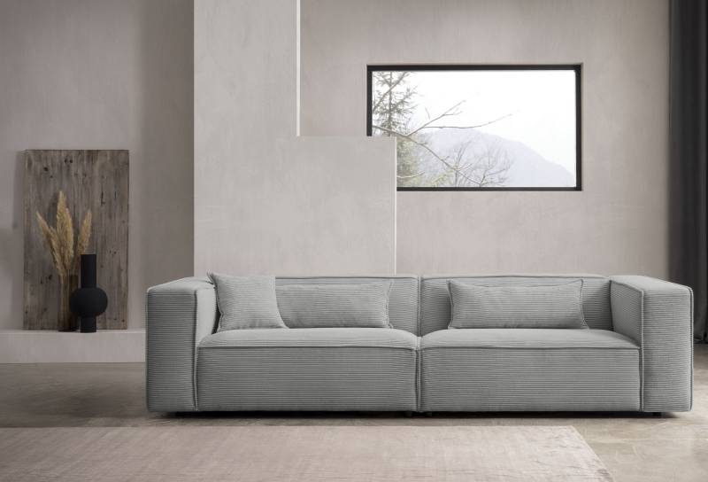 LeGer Home by Lena Gercke 3-Sitzer »PIARA, Couch mit Kedernaht, Sofa in Cord oder Leinenoptik«, schwarze Füsse, bequemer Sitzkomfort von LeGer Home by Lena Gercke