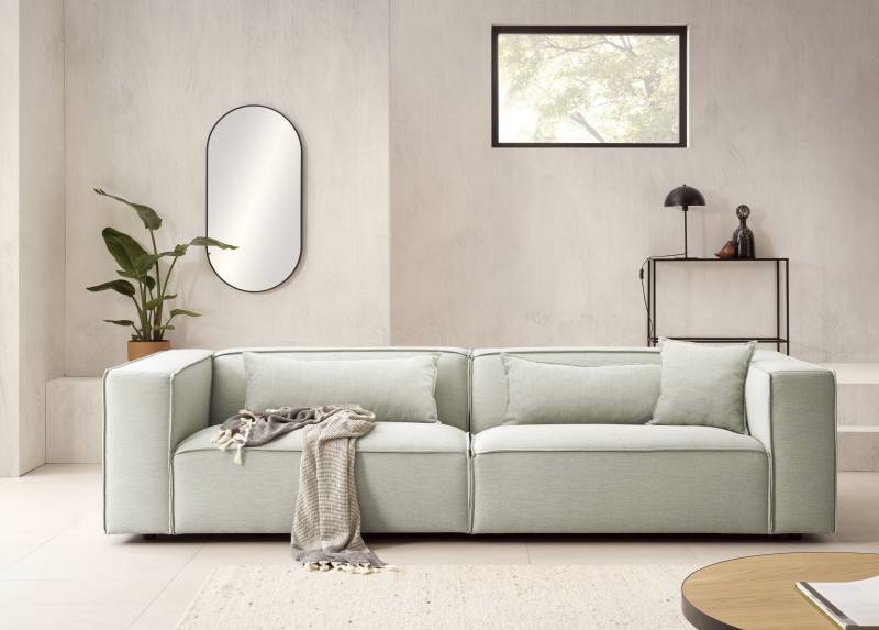 LeGer Home by Lena Gercke 3-Sitzer »PIARA, Couch mit Kedernaht, Sofa in Cord oder Leinenoptik«, schwarze Füsse, bequemer Sitzkomfort von LeGer Home by Lena Gercke