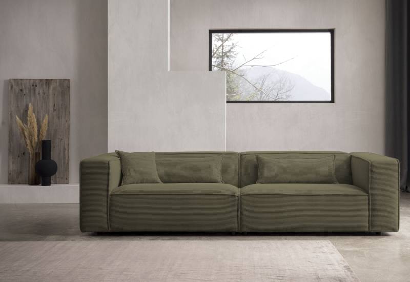 LeGer Home by Lena Gercke 3-Sitzer »PIARA, Couch mit Kedernaht, Sofa in Cord oder Leinenoptik«, schwarze Füsse, bequemer Sitzkomfort von LeGer Home by Lena Gercke