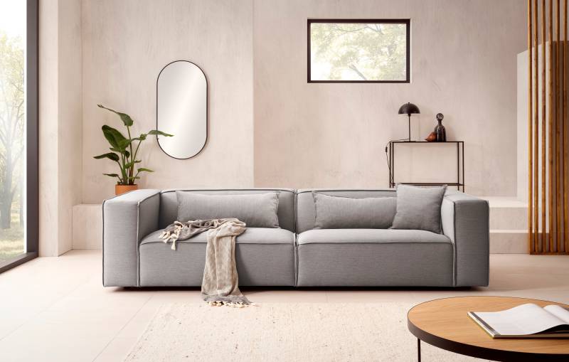 LeGer Home by Lena Gercke 3-Sitzer »PIARA, Couch mit Kedernaht, Sofa in Cord oder Leinenoptik«, schwarze Füsse, bequemer Sitzkomfort von LeGer Home by Lena Gercke