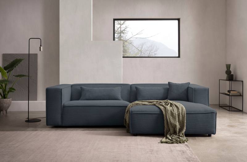 LeGer Home by Lena Gercke Ecksofa »PIARA mit Kedernaht in Cord oder Leinenoptik, moderne Couch in L-Form«, wahlweise Ottomane rechts/links, schwarze Füsse, bequemer Sitzkomfort von LeGer Home by Lena Gercke