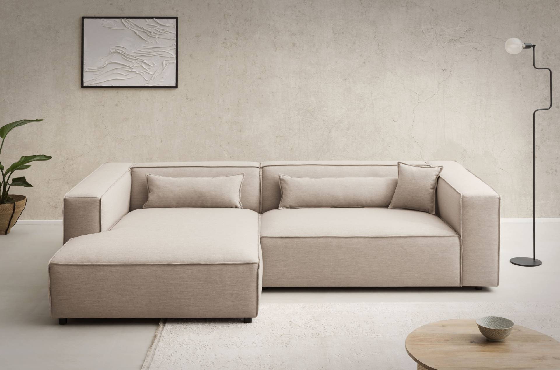 LeGer Home by Lena Gercke Ecksofa »PIARA XXL, Big-Sofa in Cord oder Leinenoptik, L-Form, mit Kedernaht«, wahlweise Ottomane rechts/links, schwarze Füsse, extra tiefe Sitzfläche von LeGer Home by Lena Gercke