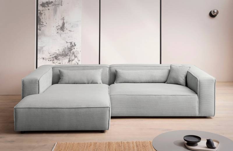 LeGer Home by Lena Gercke Ecksofa »PIARA XXL, Big-Sofa in Cord oder Leinenoptik, L-Form, mit Kedernaht«, wahlweise Ottomane rechts/links, schwarze Füsse, extra tiefe Sitzfläche von LeGer Home by Lena Gercke