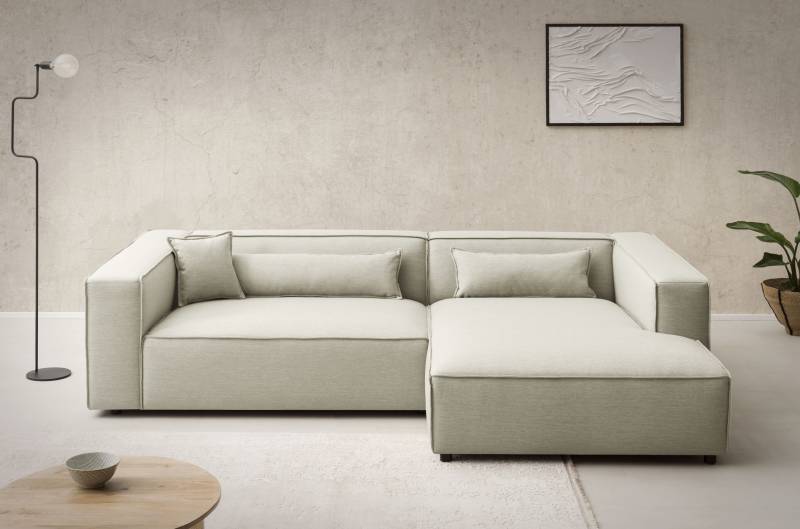 LeGer Home by Lena Gercke Ecksofa »PIARA XXL, Big-Sofa in Cord oder Leinenoptik, L-Form, mit Kedernaht«, wahlweise Ottomane rechts/links, schwarze Füsse, extra tiefe Sitzfläche von LeGer Home by Lena Gercke