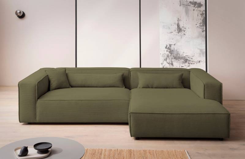 LeGer Home by Lena Gercke Ecksofa »PIARA XXL, Big-Sofa in Cord oder Leinenoptik, L-Form, mit Kedernaht«, wahlweise Ottomane rechts/links, schwarze Füsse, extra tiefe Sitzfläche von LeGer Home by Lena Gercke