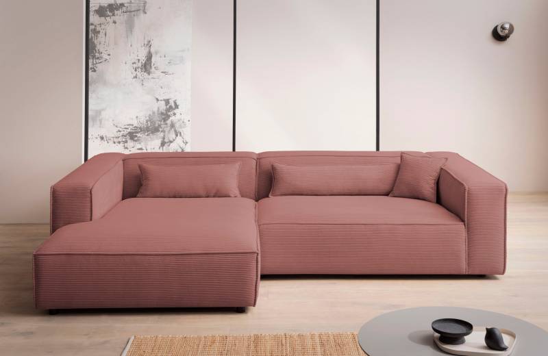 LeGer Home by Lena Gercke Ecksofa »PIARA XXL, Big-Sofa in Cord oder Leinenoptik, L-Form, mit Kedernaht«, wahlweise Ottomane rechts/links, schwarze Füsse, extra tiefe Sitzfläche von LeGer Home by Lena Gercke